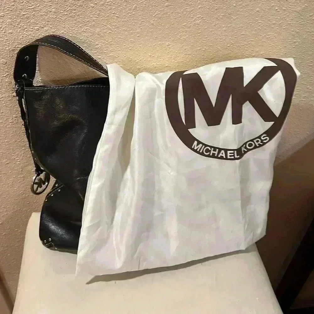Michael Kors studded black leather hobo bag with dust bag - Picture 11 of 11